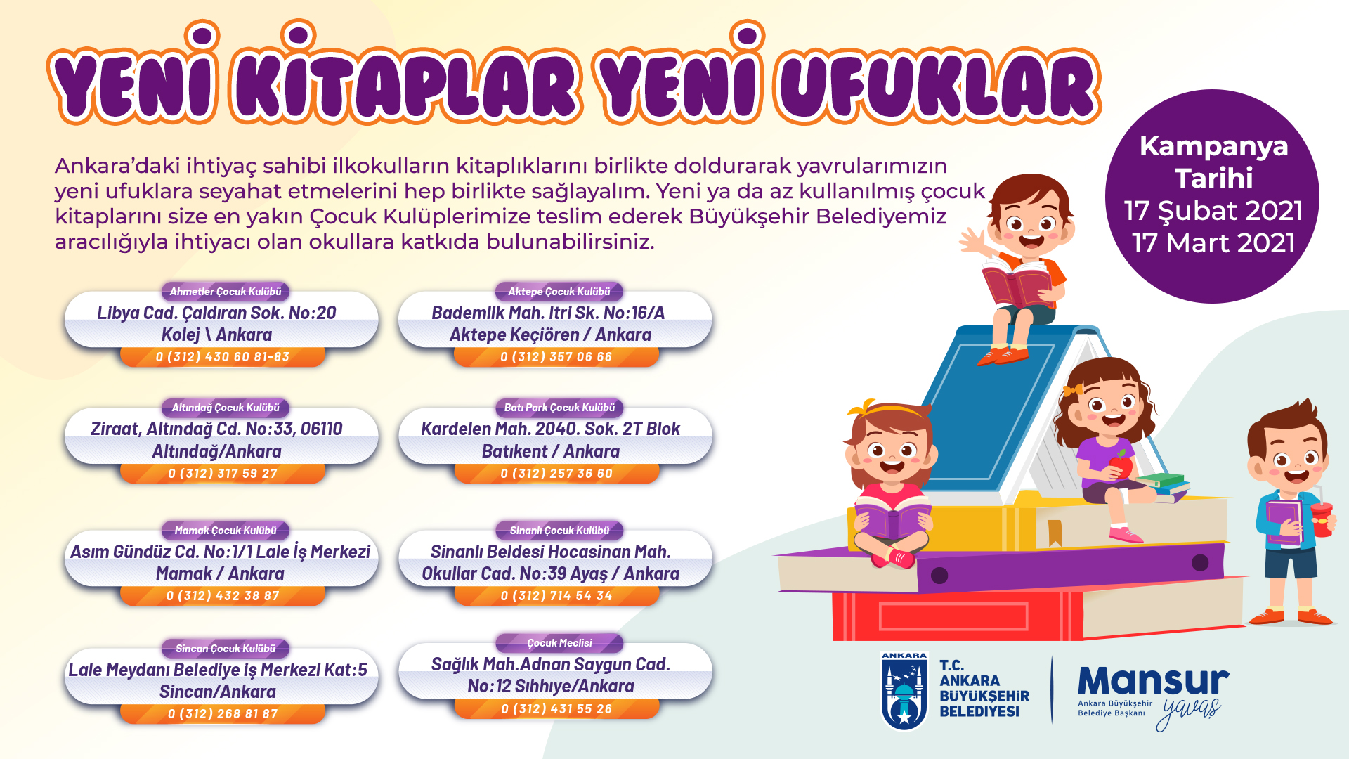  Ankara Büyükşehir’den Başkentli Çocuklar İçin Kitap Kampanyası