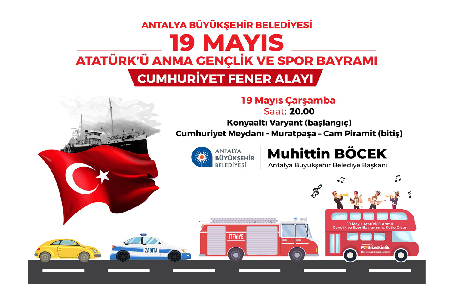  Antalya’da 19 Mayısa Özel Fener Alayı Düzenleniyor