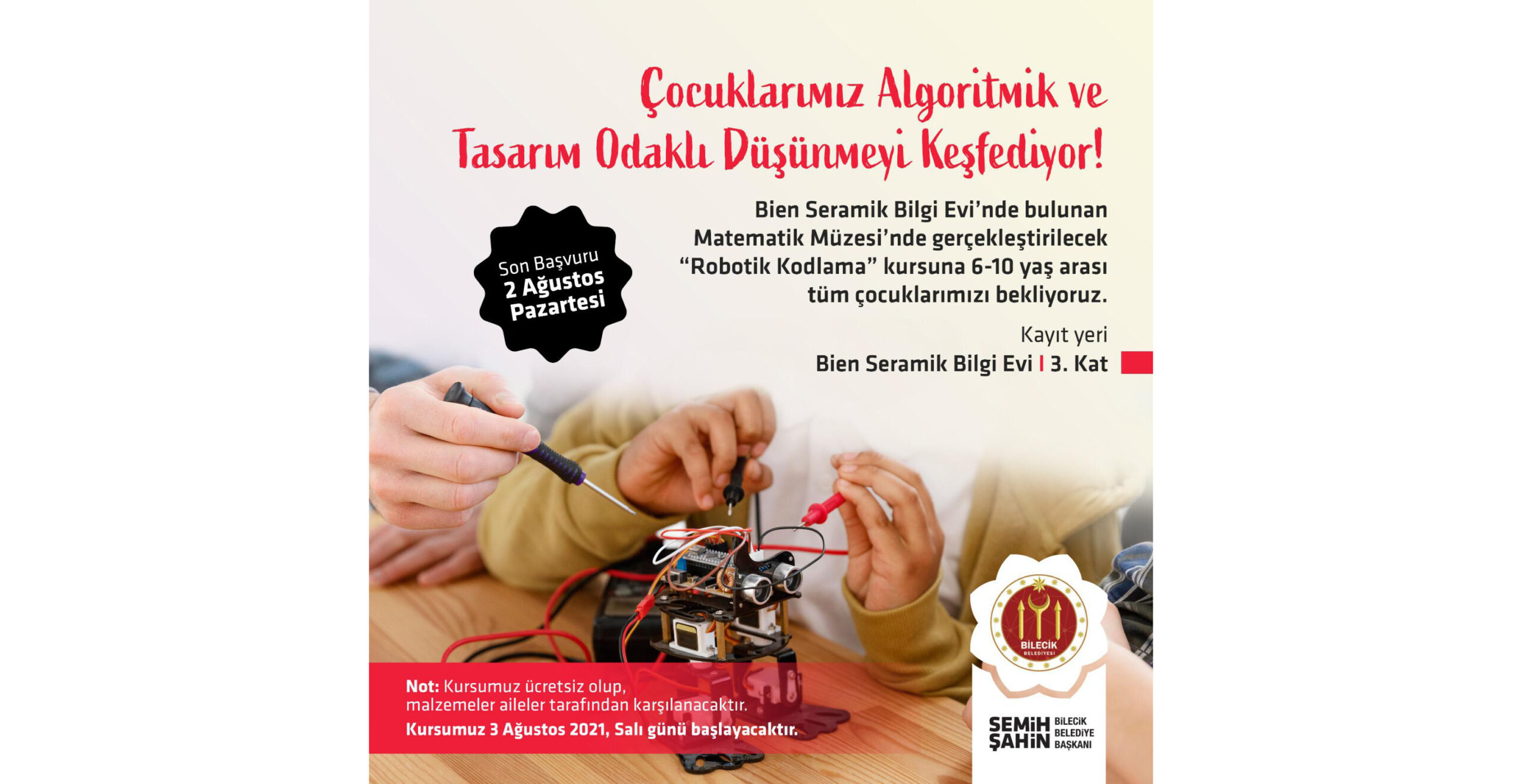  Bilecik Belediyesi’nden Çocuklara Ücretsiz Robotik Kodlama Dersi