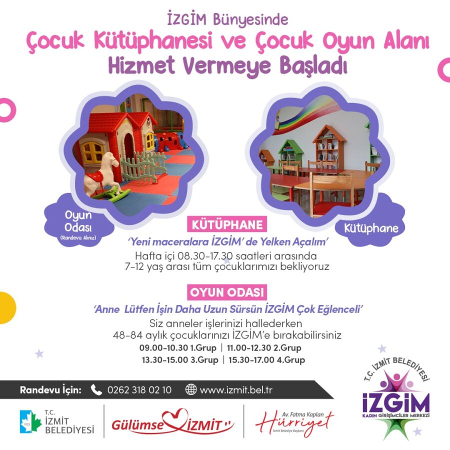  İzmit Belediyesi Tarafından ‘Çocuk Kütüphanesi ve Oyun Alanı’ Hizmete Açıldı
