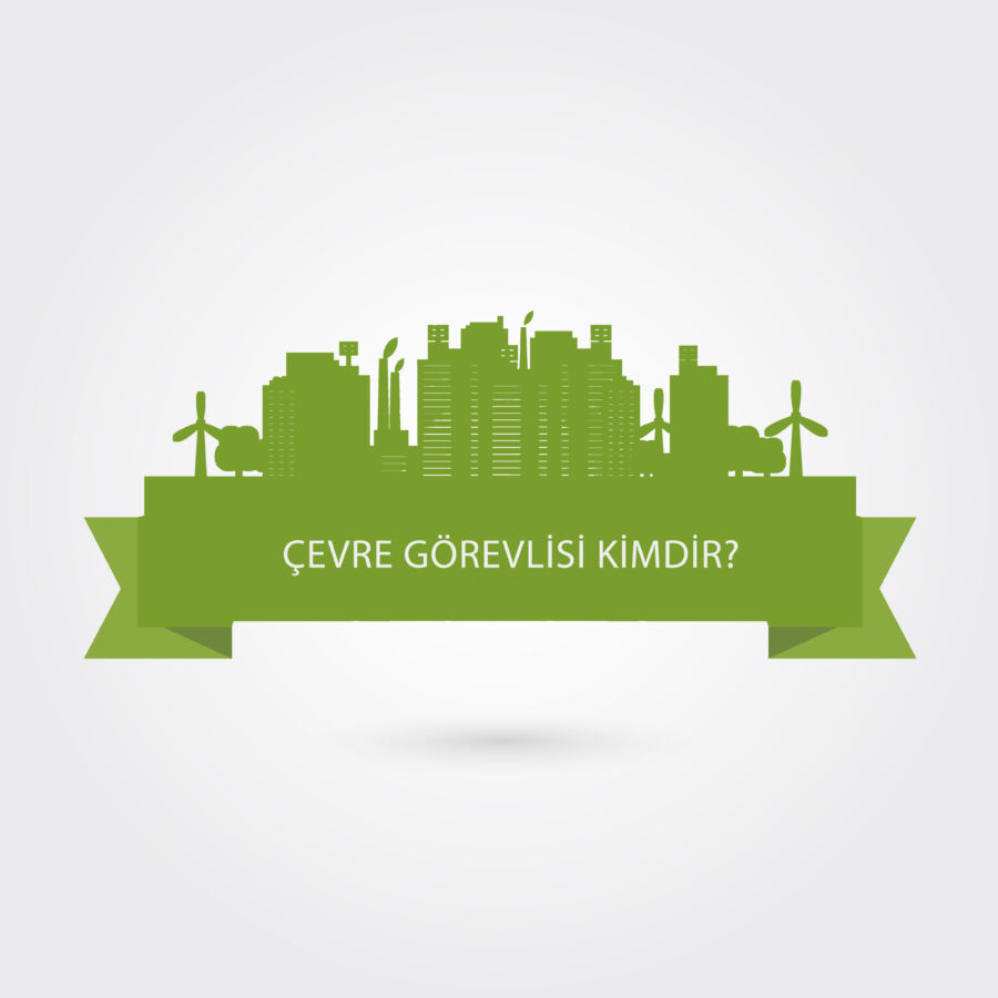 Eco town city concept with green ribbon and environment friendly buildings vector illustration