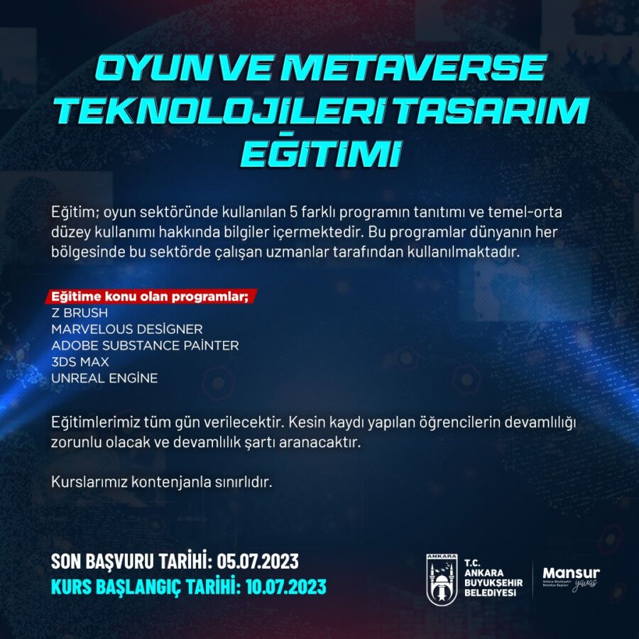  Ankara Büyükşehir’den “Oyun ve Metaverse Teknolojileri Tasarım Eğitimi”
