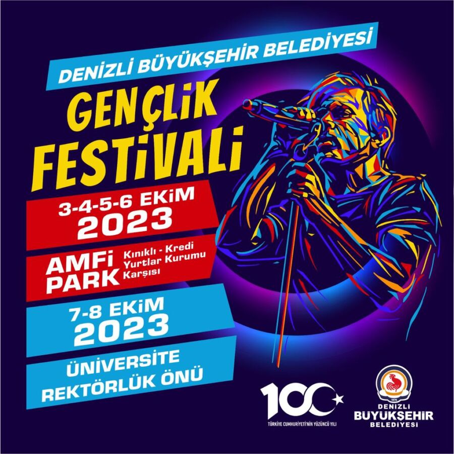  Denizli’de Cumhuriyet’in 100. Yılına özel Gençlik Festivali