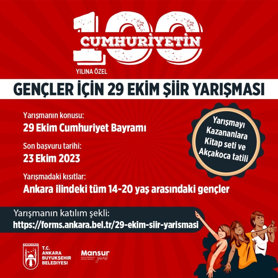  Ankara’da Cumhuriyetin 100. Yılına Özel Şiir Yarışması